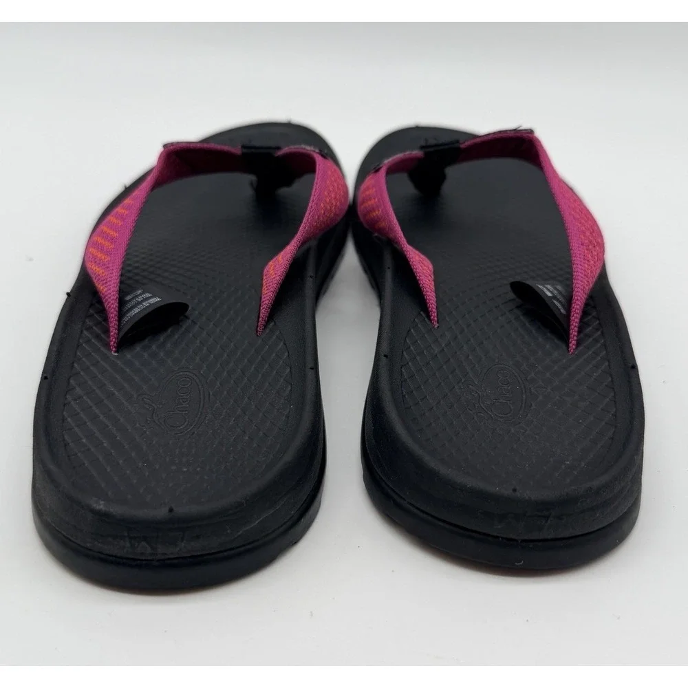 Chaco Sandals Women's Sz 7 Black Pink Straps Footbed Flip Flops - Picture 5 of 7